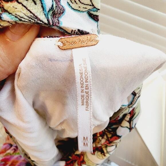 FREE PEOPLE DEAR YOU BACK LESS RUFFLE FLORAL ORANGE GREEN SIZE MED - Picture 3 of 9